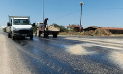 EDİRNE'DE 40 DERECE SICAKLIK ASFALTI ERİTTİ