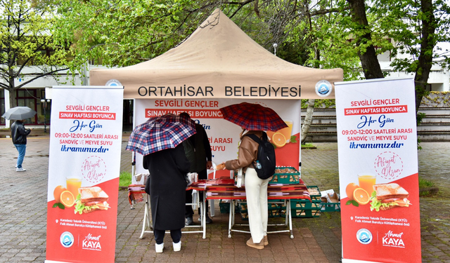 "ORTAHİSAR BELEDİYESİ, SINAV HAFTASINDA DA ÖĞRENCİLERİN YANINDA"
