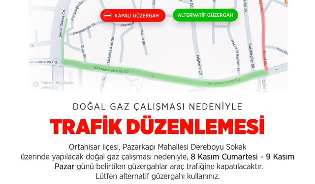 "BÜYÜKŞEHİR’DEN KAPALI YOL UYARISI"