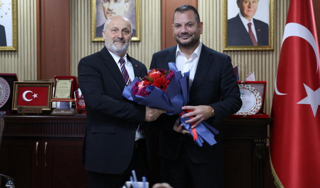 "BAŞKAN ERTUĞRUL DOĞAN’DAN ÇARŞIBAŞI BELEDİYE BAŞKANI AHMET KELEŞ’E ZİYARET"