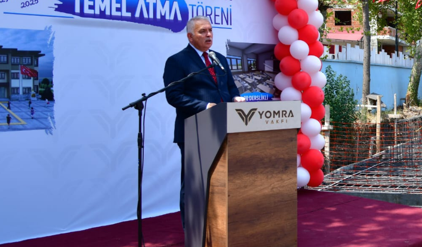 "YOMRA VAKFI ANADOLU LİSESİ’NİN TEMELİ VALİ AZİZ YILDIRIM’IN KATILIMIYLA ATILDI"