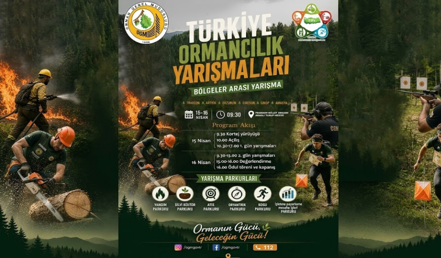 "TRABZON’DA TÜRKİYE ORMANCILIK YARIŞMALARI ELEME ETABI 15-16 NİSAN’DA YAPILACAK"