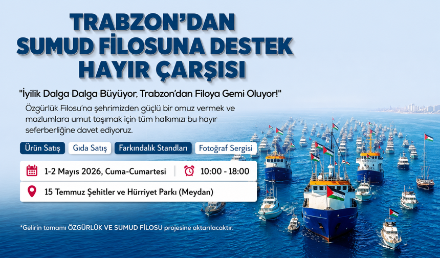 TRABZON’DAN ÖZGÜRLÜK FİLOSU’NA DESTEK: “İYİLİK DALGA DALGA BÜYÜYOR, FİLOYA GEMİ OLUYOR”