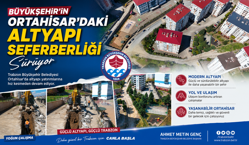BÜYÜKŞEHİR'İN ORTAHİSAR’DAKİ ALTYAPI SEFERBERLİĞİ SÜRÜYOR
