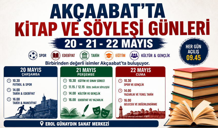 AKÇAABAT’TA 3 GÜN BOYUNCA KİTAP VE SÖYLEŞİ RÜZGÂRI ESECEK