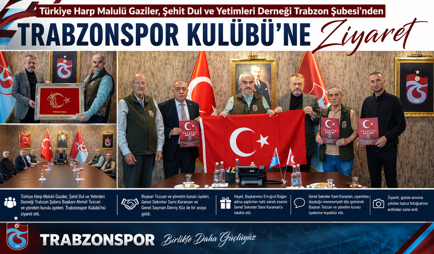 GAZİLER DERNEĞİ’NDEN TRABZONSPOR'A ANLAMLI ZİYARET