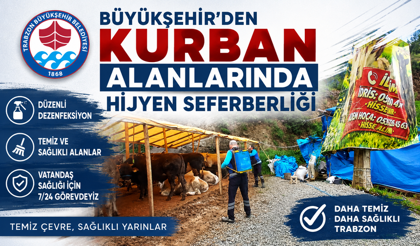 BÜYÜKŞEHİR’DEN KURBAN ALANLARINDA HİJYEN SEFERBERLİĞİ