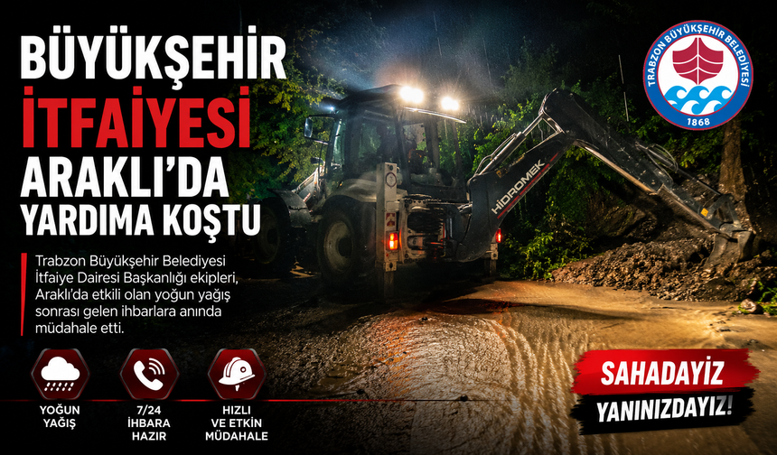 BÜYÜKŞEHİR İTFAİYESİ ARAKLI’DA YARDIMA KOŞTU