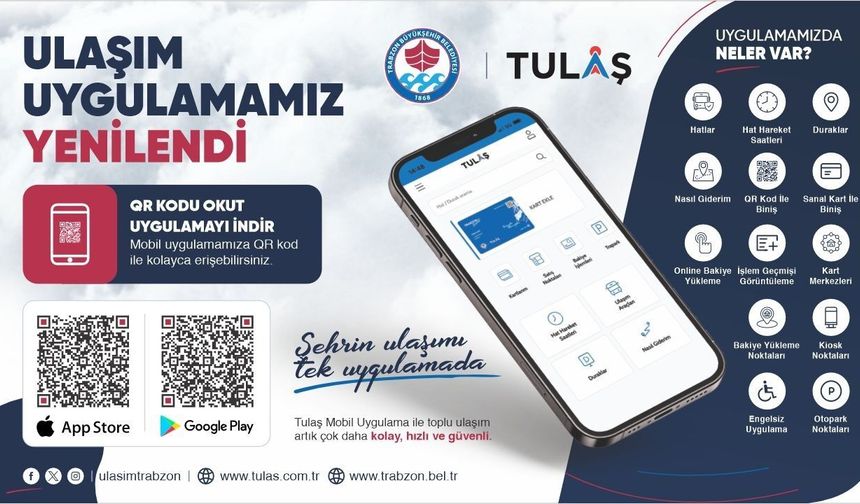 BÜYÜKŞEHİR “TRABZON ULAŞIM” UYGULAMASINI GÜNCELLEDİ