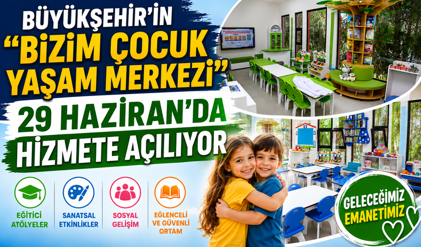 BÜYÜKŞEHİR'İN 'BİZİM ÇOCUK YAŞAM MERKEZİ' 29 HAZİRAN’DA HİZMETE AÇILIYOR