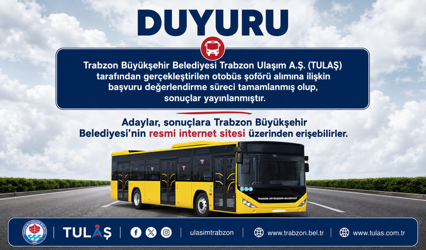 BÜYÜKŞEHİR'İN ŞOFÖR ALIMINDA 44 İSİM BELLİ OLDU